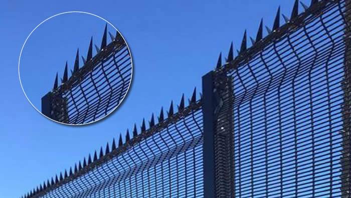 Security Fencing Spikes Secured on Fence Tops