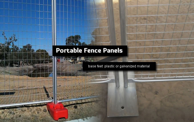 Galvanised Steel Mobile Fencing Panels with Base Feet